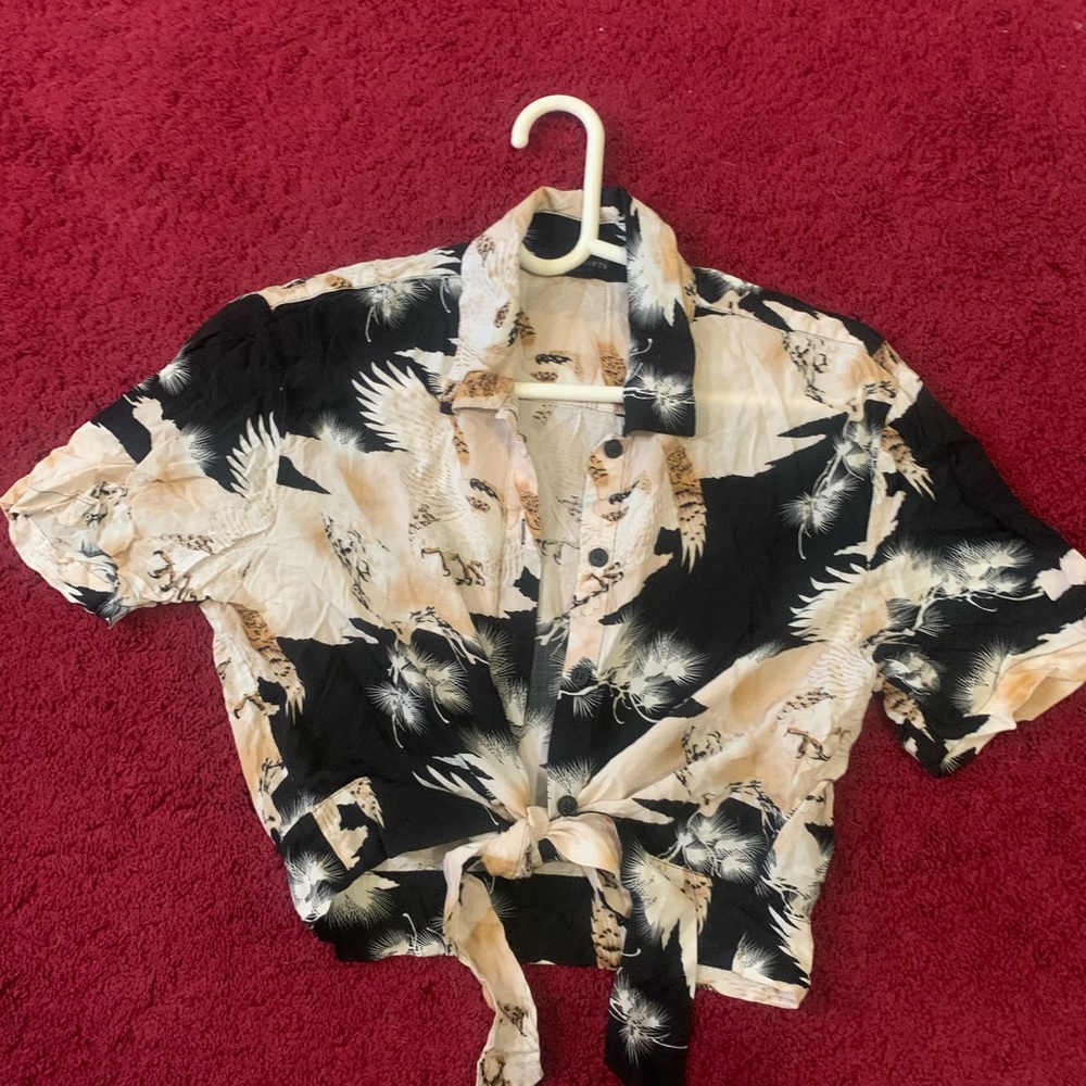 All Saints | Black Cropped Camp Shirt